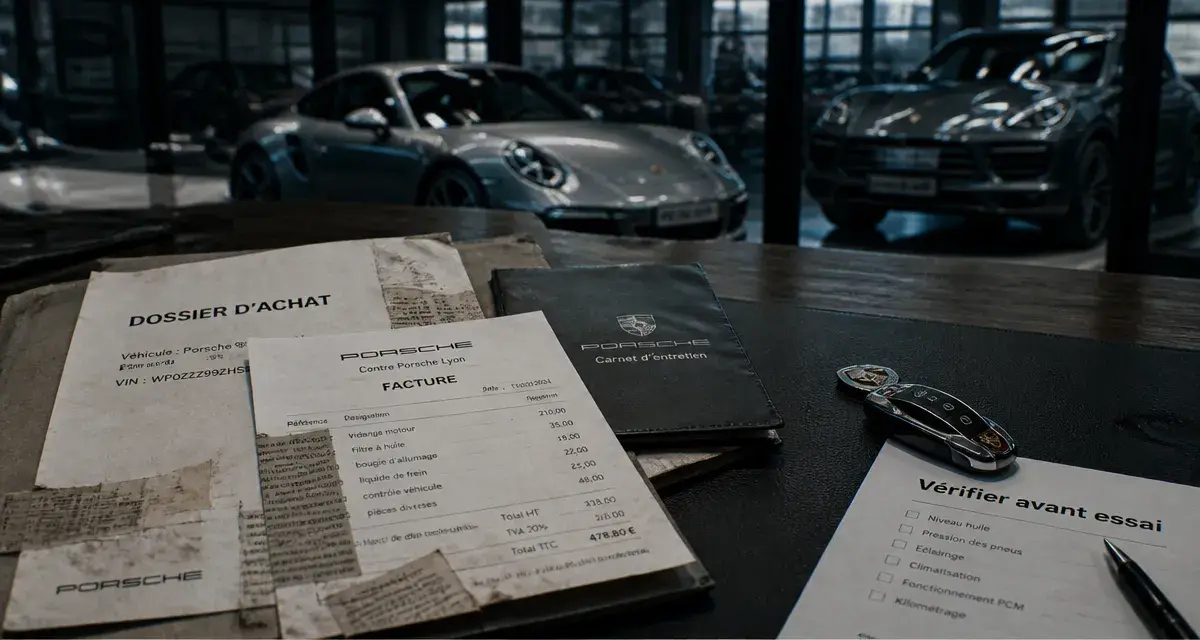 Voiture Porsche occasion : dossier, facture et carnet d’entretien à vérifier avant essai