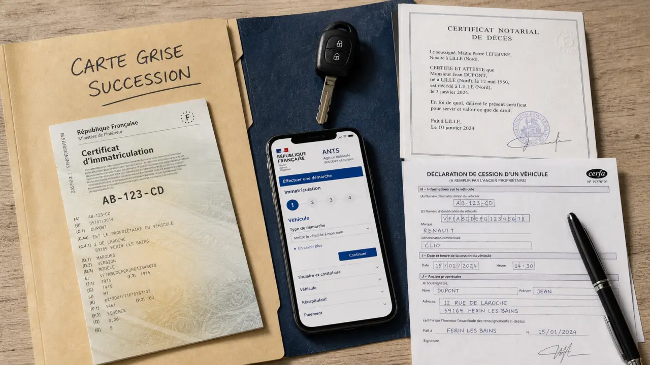 Carte grise succession : dossier de documents et attestation