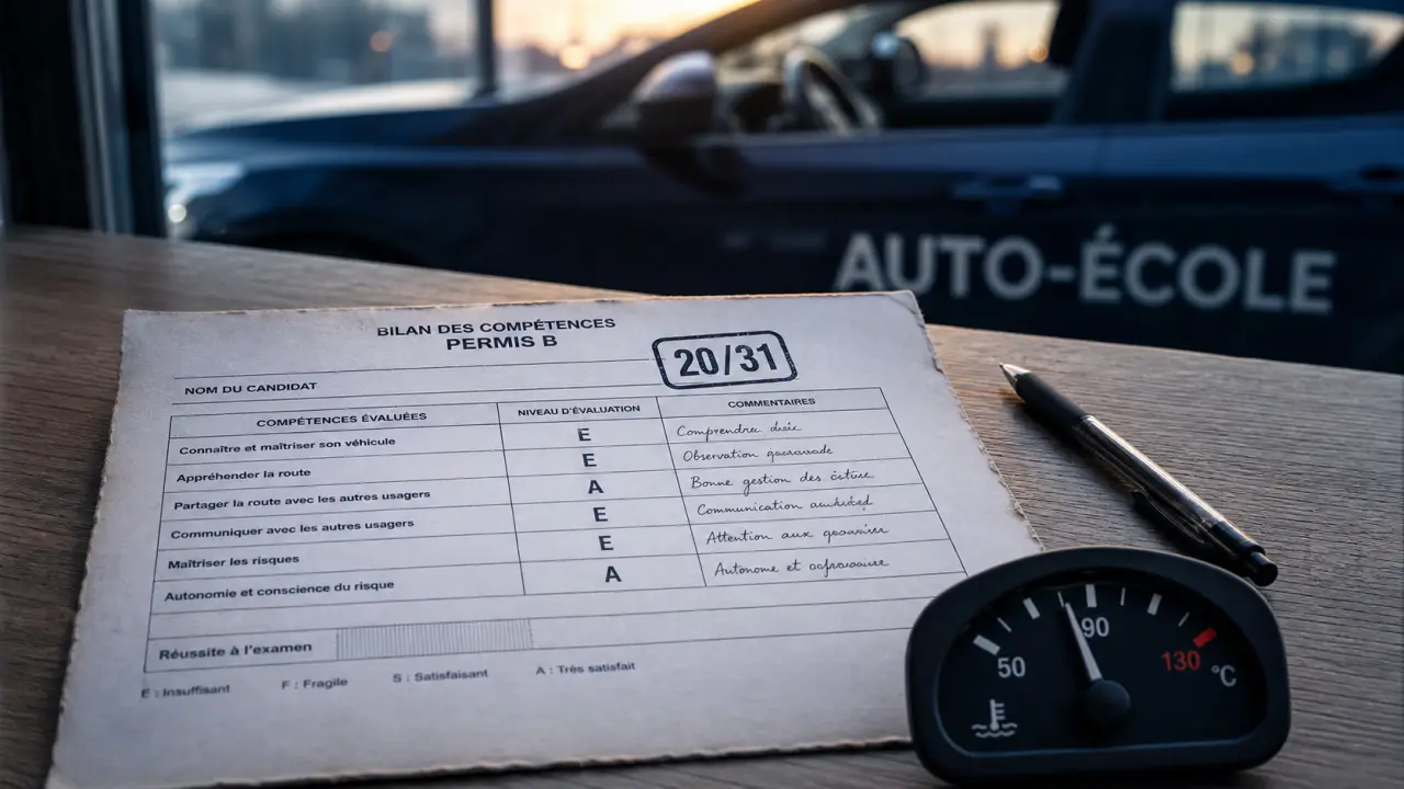 Grille permis B : 20 points minimum, évaluation et fautes