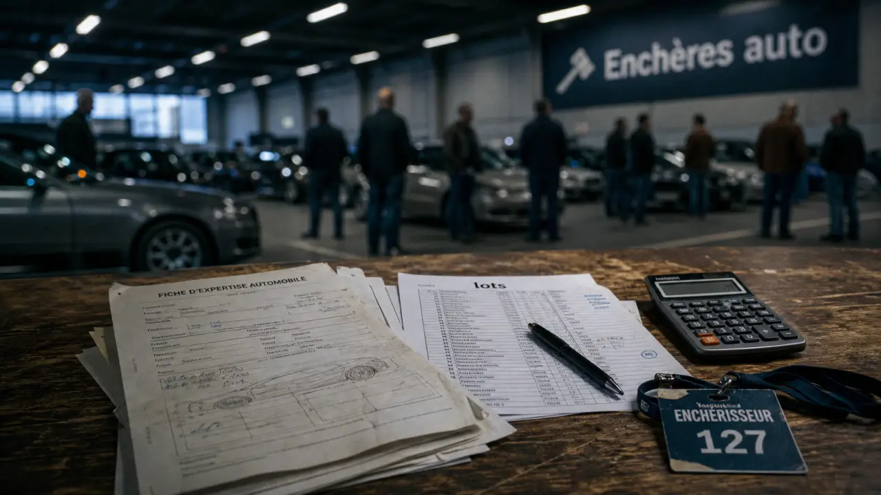Vente voitures encheres en salle : documents et badge d’enchérisseur